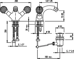 Смеситель для биде Cezares Atlantis золото ATLANTIS-BS1-03/24-Sw, 3