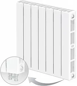 Радиатор биметаллический 7 секций нижнее правое подключение Rifar Supremo Ventil 500 белый RSVR50007, 1