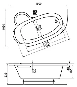 Ванна акриловая Ravak ASYMMETRIC 160x105 L C461000000, 4