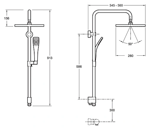 Душевая система без смесителя Jacob Delafon Eo хром E11716-CP