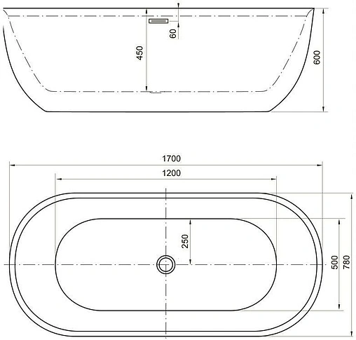 Ванна акриловая отдельностоящая Aquanet Delight 170x78 белый 00208600