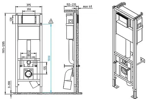 Комплект 6 в 1 Cersanit City CO DPL EO slim 64277 с кнопкой Estetica 64111 белый с рамкой хром
