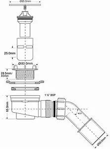 Сифон для душевого поддона Mc Alpine хром MRS6C-SL-65, 2