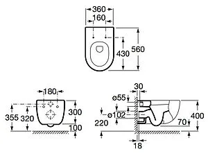 Унитаз подвесной безободковый Roca Meridian Rimless белый 34624L000 Унитаз подвесной безободковый Roca Meridian Rimless белый 34624L000, 2