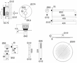 Душевая система со смесителем для душа WHITECROSS Y brushed gold золото брашированное YSET04GLB Душевая система со смесителем для душа WHITECROSS Y brushed gold золото брашированное YSET04GLB, 2