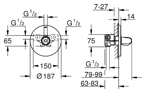 Термостат для 1 потребителя Grohe Grohtherm 1000 New хром 34573000