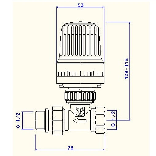Вентиль терморегулирующий прямой ½&quot; в/н Valtec VT.048.N.04
