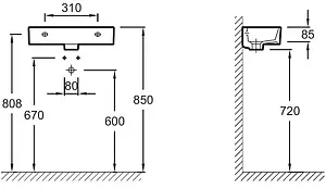 Раковина Jacob Delafon Odeon Rive Gauche 50 R белый EGO112-56-00, 3