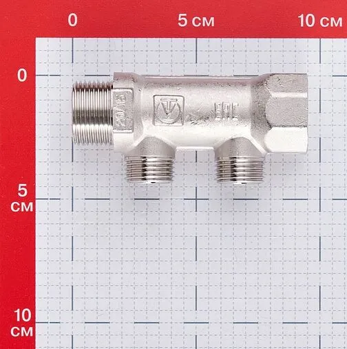 Коллектор распределительный проходной 2 отвода ¾&quot;в/н x ½&quot;к Valtec VTc.500.N.0502