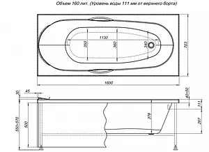 Ванна акриловая Aquanet Dali 160x70 00239384 Ванна акриловая Aquanet Dali 160x70 00239384, 2