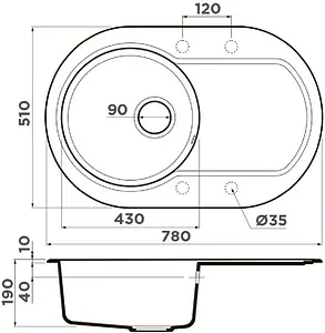 Мойка кухонная Omoikiri Manmaru 78-BL черный 4993362, 2