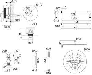 Душевая система со смесителем для душа WHITECROSS Y chrome хром YSET04CR Душевая система со смесителем для душа WHITECROSS Y chrome хром YSET04CR, 2