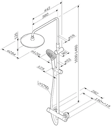 Душевая система с термостатом для душа Am.Pm Like хром F0780464