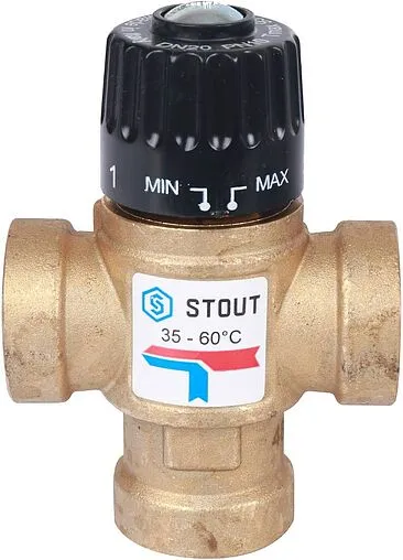Трехходовой термостатический смесительный клапан ¾&quot; +35...+60°С Kvs 1.6 Stout SVM-0110-166020