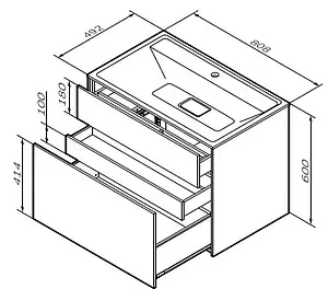 Тумба под умывальник подвесная Am.Pm Inspire 2.0 80 элегантный серый M50AFHX0803EGM Тумба под умывальник подвесная Am.Pm Inspire 2.0 80 элегантный серый M50AFHX0803EGM, 2