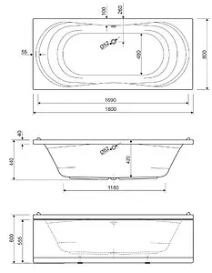 Ванна акриловая Cezares Apollo 180x80 Ванна акриловая Cezares Apollo 180x80, 2