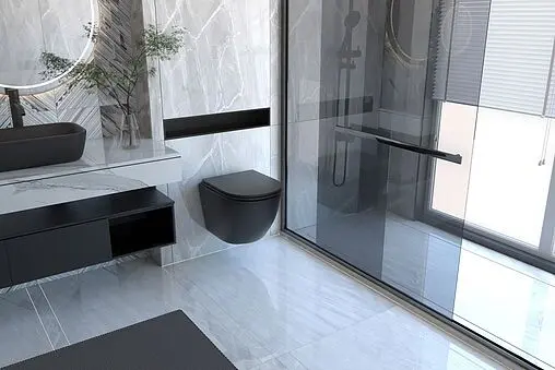 Комплект 5 в 1 Abber Bequem AC1100MB-AC0105-AC0120MB с кнопкой черный матовый