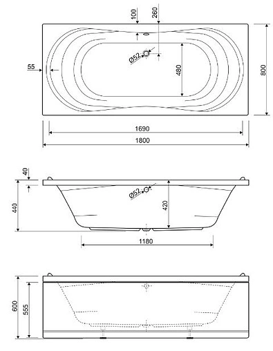 Ванна акриловая Cezares Apollo 180x80