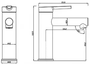 Смеситель для раковины Swedbe Diana чёрный матовый 1010B Смеситель для раковины Swedbe Diana чёрный матовый 1010B, 2