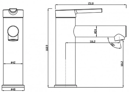 Смеситель для раковины Swedbe Diana чёрный матовый 1010B