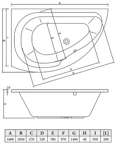 Ванна акриловая C-bath Aqua 160x105 L CBA00302L Ванна акриловая C-bath Aqua 160x105 L CBA00302L