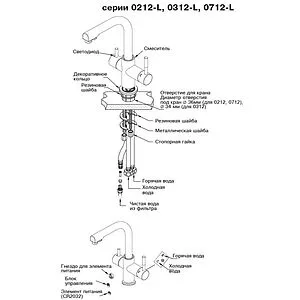 Смеситель для кухни с подключением к фильтру Atoll NKD0312NP-L шлифованный никель ATOFCM305, 3