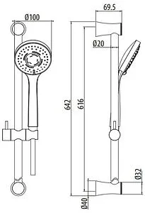 Душевая стойка Gattoni хром 1054/PDC0, 2