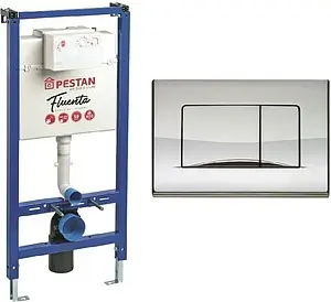 Инсталляция для подвесного унитаза Set 3 в 1 Pestan Fluenta SET40006356AС с кнопкой хром глянцевый Инсталляция для подвесного унитаза Set 3 в 1 Pestan Fluenta SET40006356AС с кнопкой хром глянцевый, 1