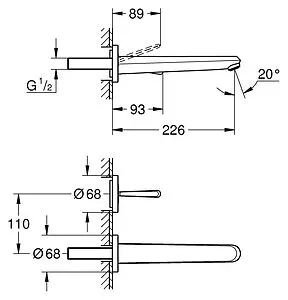 Смеситель для раковины из стены Grohe Eurodisc Joy белый 19969LS0 Смеситель для раковины из стены Grohe Eurodisc Joy белый 19969LS0, 2