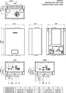 Настенный газовый котел двухконтурный турбированный 40кВт Arderia Turbo D40 2201360, 2