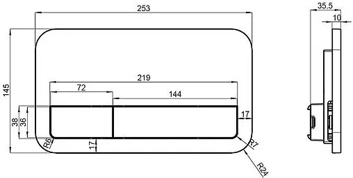 Клавиша смыва для унитаза Villeroy&amp;Boch ViConnect 922490AN черный матовый