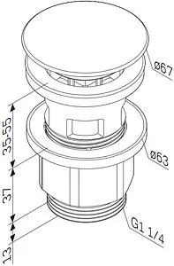 Выпуск автоматический для раковины с переливом Am.Pm белый матовый F0700P33 Выпуск автоматический для раковины с переливом Am.Pm белый матовый F0700P33, 2
