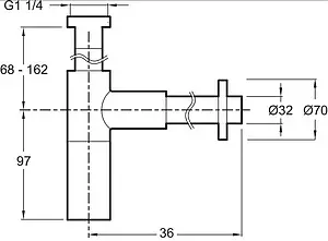Сифон бутылочный для раковины Jacob Delafon хром E78291-CP Сифон бутылочный для раковины Jacob Delafon хром E78291-CP, 2