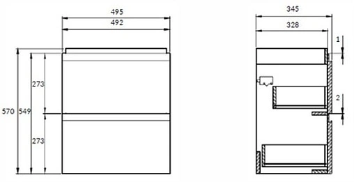 Тумба под умывальник подвесная Cersanit Moduo Slim 50 белый 64124