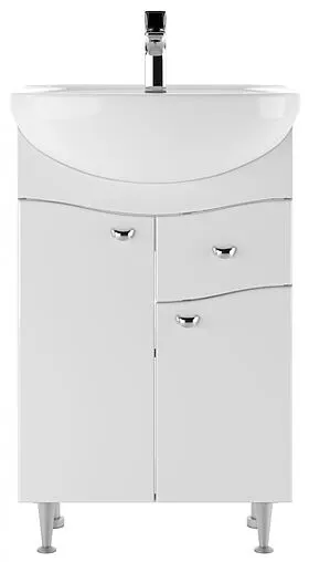 Тумба-умывальник напольная Айсберг Волна 55 белый DA1017T+Вн МуБ03