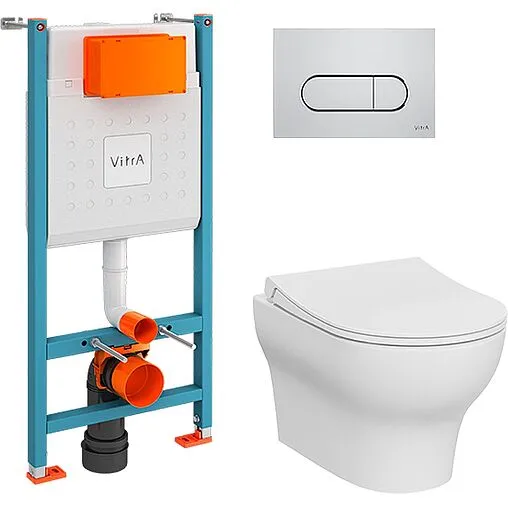 Комплект 5 в 1 VitrA Zentrum Rоund SmoothFlush 9879B003-7200 с кнопкой хром глянцевый