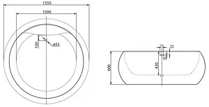 Ванна акриловая отдельностоящая BelBagno 155x155 BB30-1550 Ванна акриловая отдельностоящая BelBagno 155x155 BB30-1550, 2