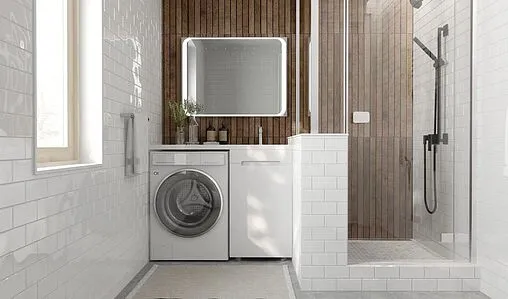 Тумба-умывальник напольная над стиральной машиной Raval Forte 110 R белый For.01.110.R/N/W+4627173210034