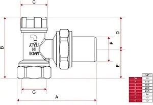 Вентиль запорный угловой ½&quot; в/н Itap 3960012, 2