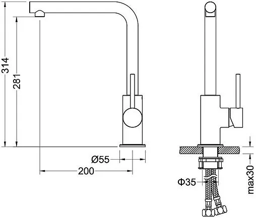 Смеситель для кухни Aquatek Европа чёрный матовый AQ1380MB