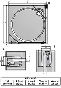 Душевое ограждение 900x1000мм прозрачное стекло Roltechnik Hitech Line HBO1+HBB/900*1000 284-9000000-06-02+286-1000000-06-02 Душевое ограждение 900x1000мм прозрачное стекло Roltechnik Hitech Line HBO1+HBB/900*1000 284-9000000-06-02+286-1000000-06-02, 3