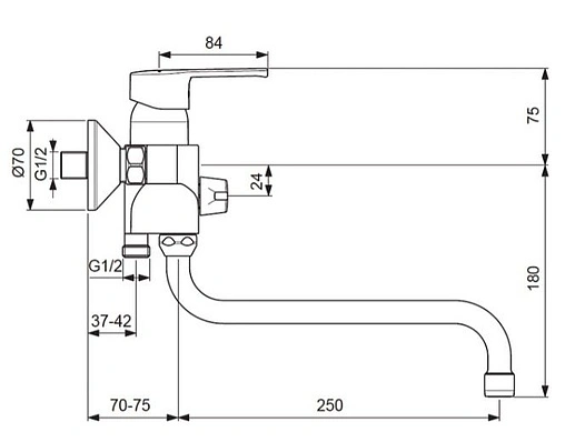 Смеситель для ванны с длинным изливом Vidima Uno хром BA239AA