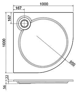 Поддон для душа Cezares Tray R 100-550 TRAY-S-R-100-550-56-W, 2