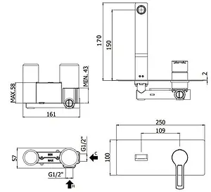Смеситель для раковины из стены Paffoni Ringo белый матовый RIN104BO Смеситель для раковины из стены Paffoni Ringo белый матовый RIN104BO, 2