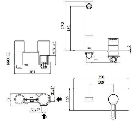 Смеситель для раковины из стены Paffoni Ringo белый матовый RIN104BO Смеситель для раковины из стены Paffoni Ringo белый матовый RIN104BO