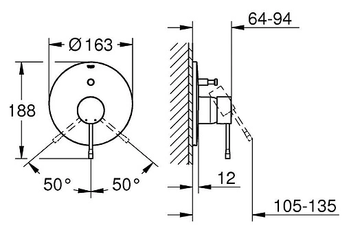 Смеситель для ванны скрытого монтажа Grohe Essence New хром 19285001 Смеситель для ванны скрытого монтажа Grohe Essence New хром 19285001