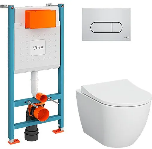 Комплект 5 в 1 VitrA Mia Rоund SmoothFlush 9873B003-7201 с кнопкой 740-2280 хром глянцевый