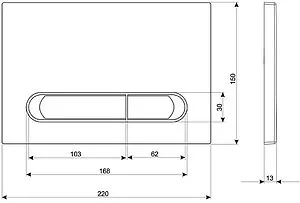 Клавиша смыва для унитаза KK-POL M09 350/PPG/060-00-00 хром глянцевый, 2