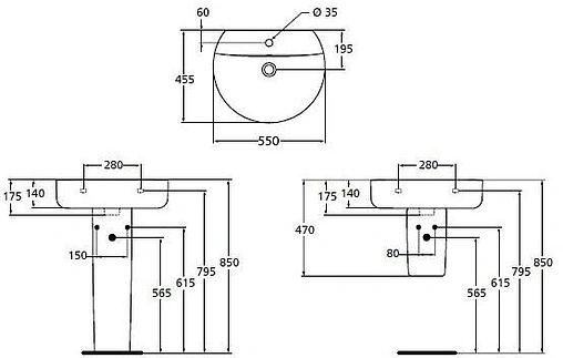 Раковина Ideal Standard Connect Sphere 55 белый E786401
