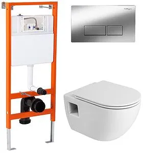 Комплект 5 в 1 BelBagno Eco CZR-526-TH-R/CZR-2040-SC/BB097/Q.CR с кнопкой хром глянцевый, 1